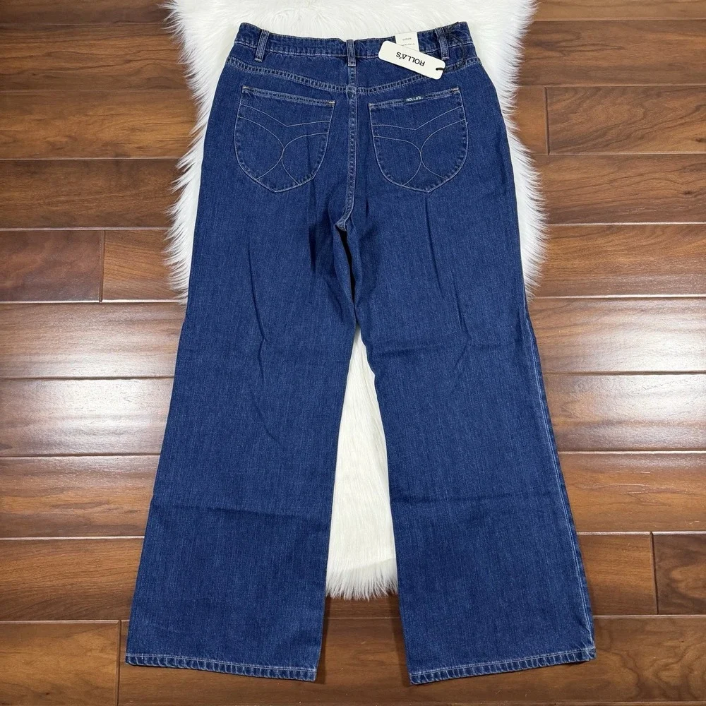 Rolla's Women's Size 30 Pacific Blue High Rise Wide Leg Sailor Scoop Denim Jeans